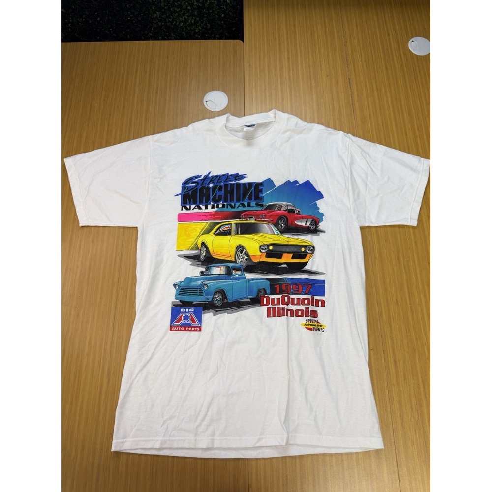 VTG 1997 Street Machine Nationals Shirt Car Show White Large DuQuoin